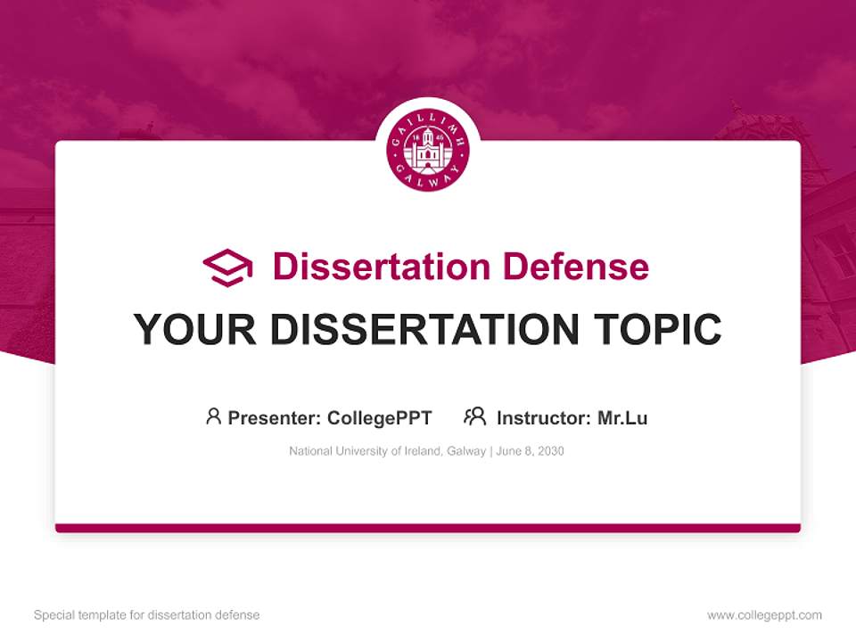 National University of Ireland, Galway Graduation Thesis Defense PPT Template4:3 ratio PPT effect preview image7