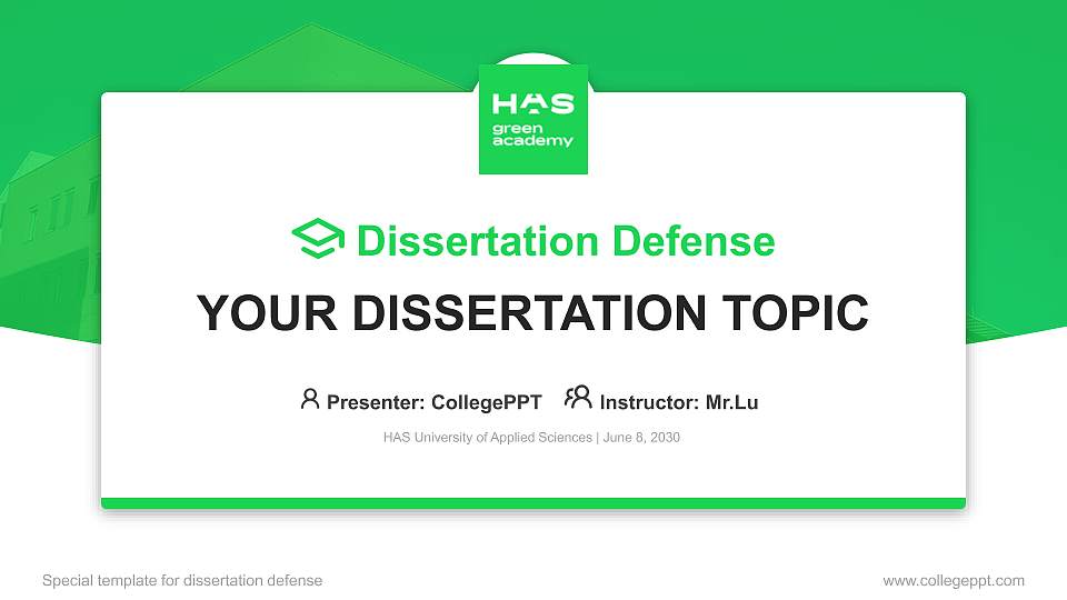 HAS University of Applied Sciences Graduation Thesis Defense PPT Template16:9 ratio PPT effect preview image