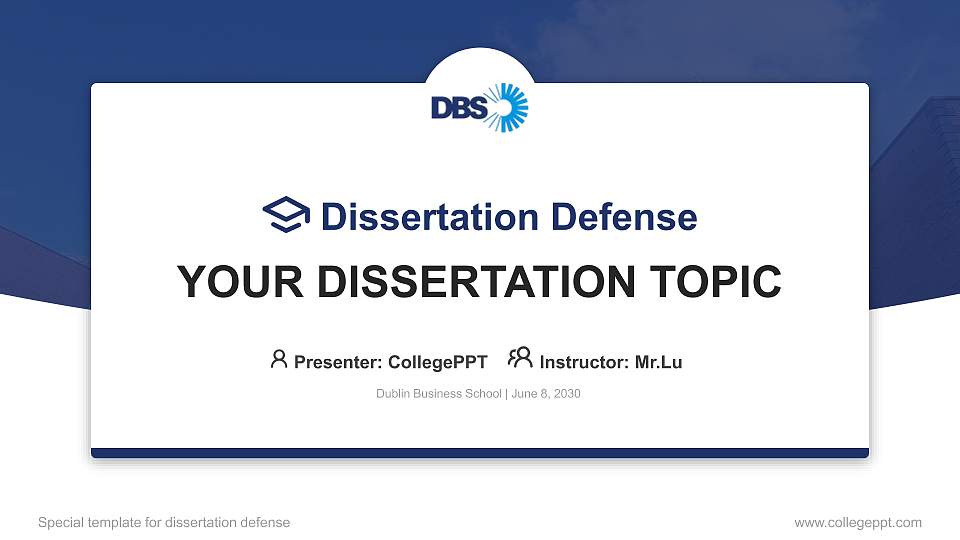 Dublin Business School Graduation Thesis Defense PPT Template16:9 ratio PPT effect preview image