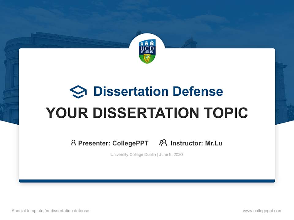 University College Dublin Graduation Thesis Defense PPT Template4:3 ratio PPT effect preview image7