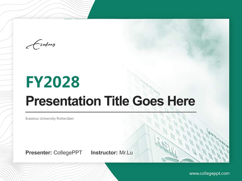 Erasmus University Rotterdam Academic Presentation/Research Findings Report PPT Template4:3 ratio PPT effect preview image5