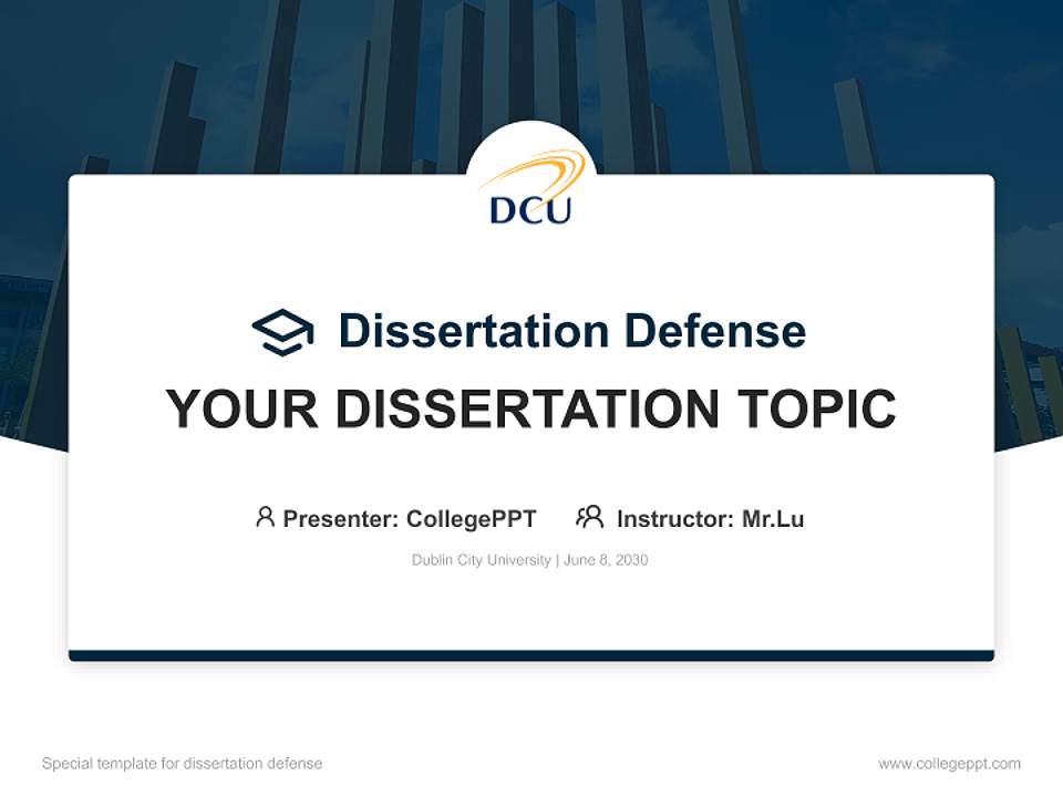Dublin City University Graduation Thesis Defense PPT Template4:3 ratio PPT effect preview image7