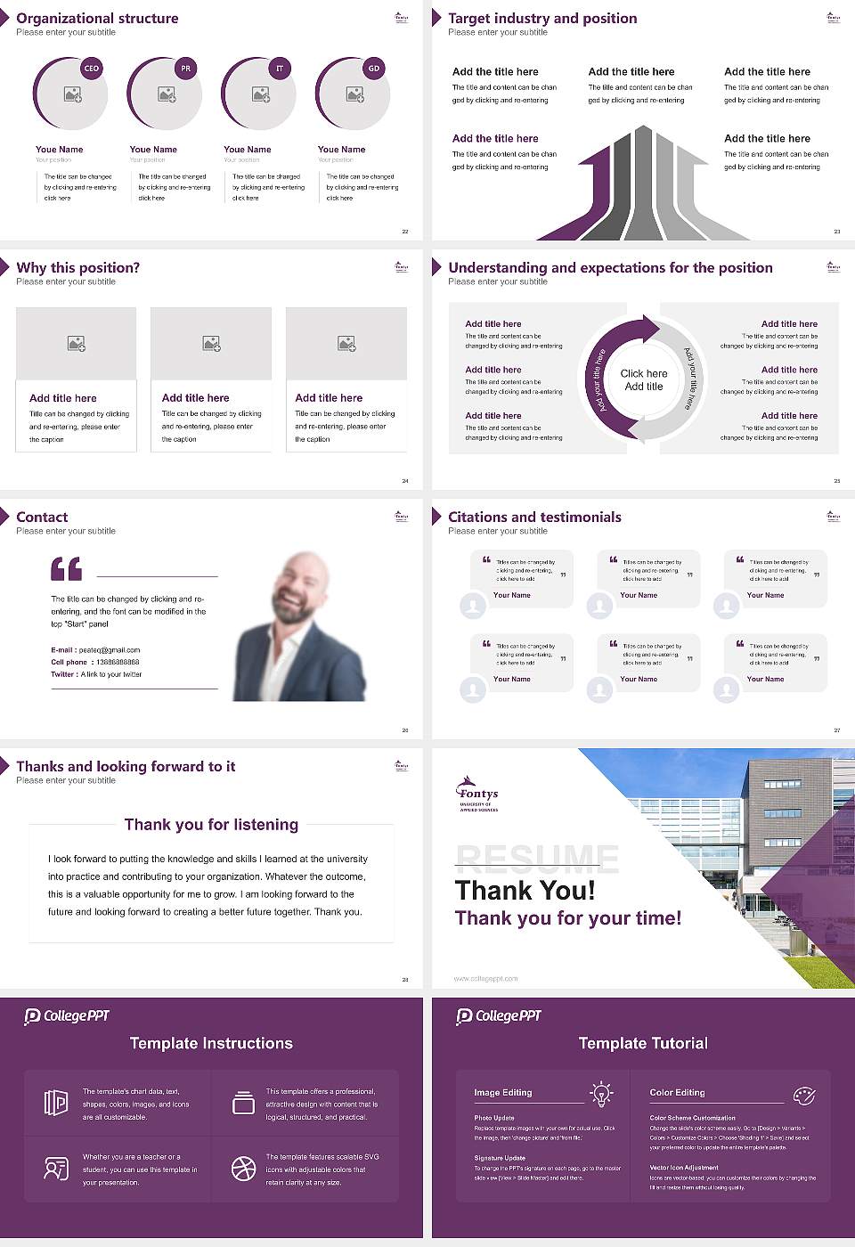 Fontys University of Applied Sciences Resume PPT Template16:9 ratio PPT effect preview image4