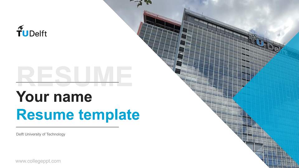 Delft University of Technology Resume PPT Template16:9 ratio PPT effect preview image