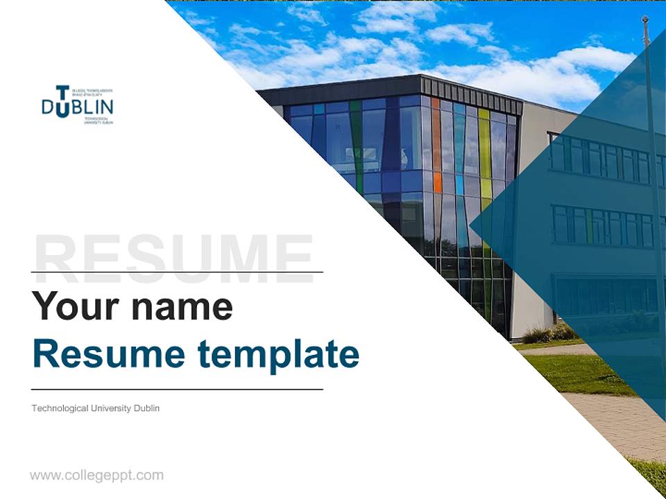 Technological University Dublin Resume PPT Template4:3 ratio PPT effect preview image5