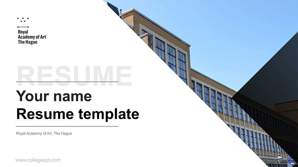 Royal Academy of Art, The Hague Resume PPT Template16:9 ratio PPT effect preview image1