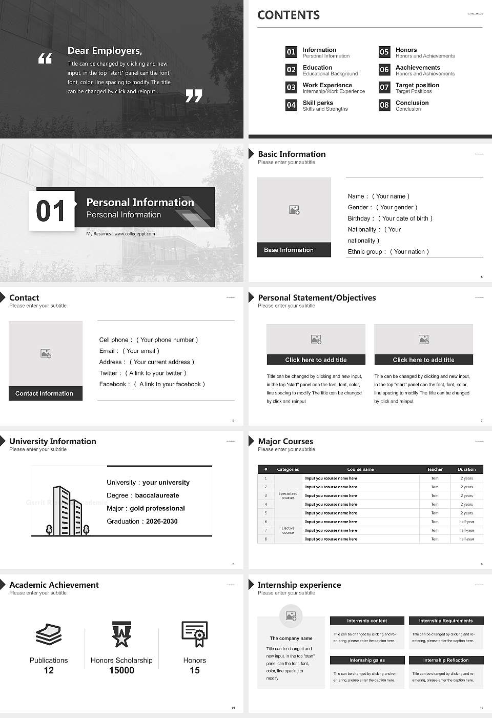 Gerrit Rietveld Academie Resume PPT Template16:9 ratio PPT effect preview image2