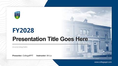 University College Dublin Academic Presentation/Research Findings Report PPT Template