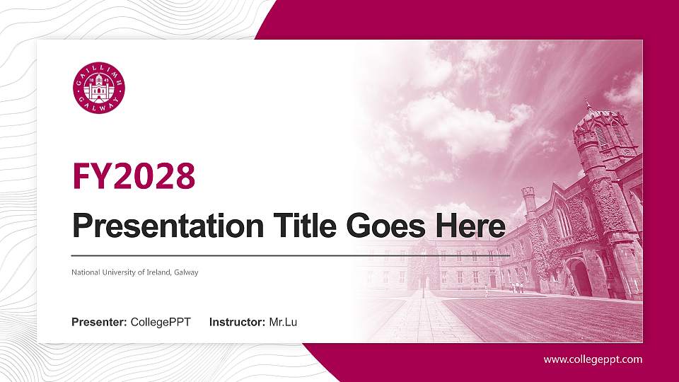 National University of Ireland, Galway Academic Presentation/Research Findings Report PPT Template16:9 ratio PPT effect preview image