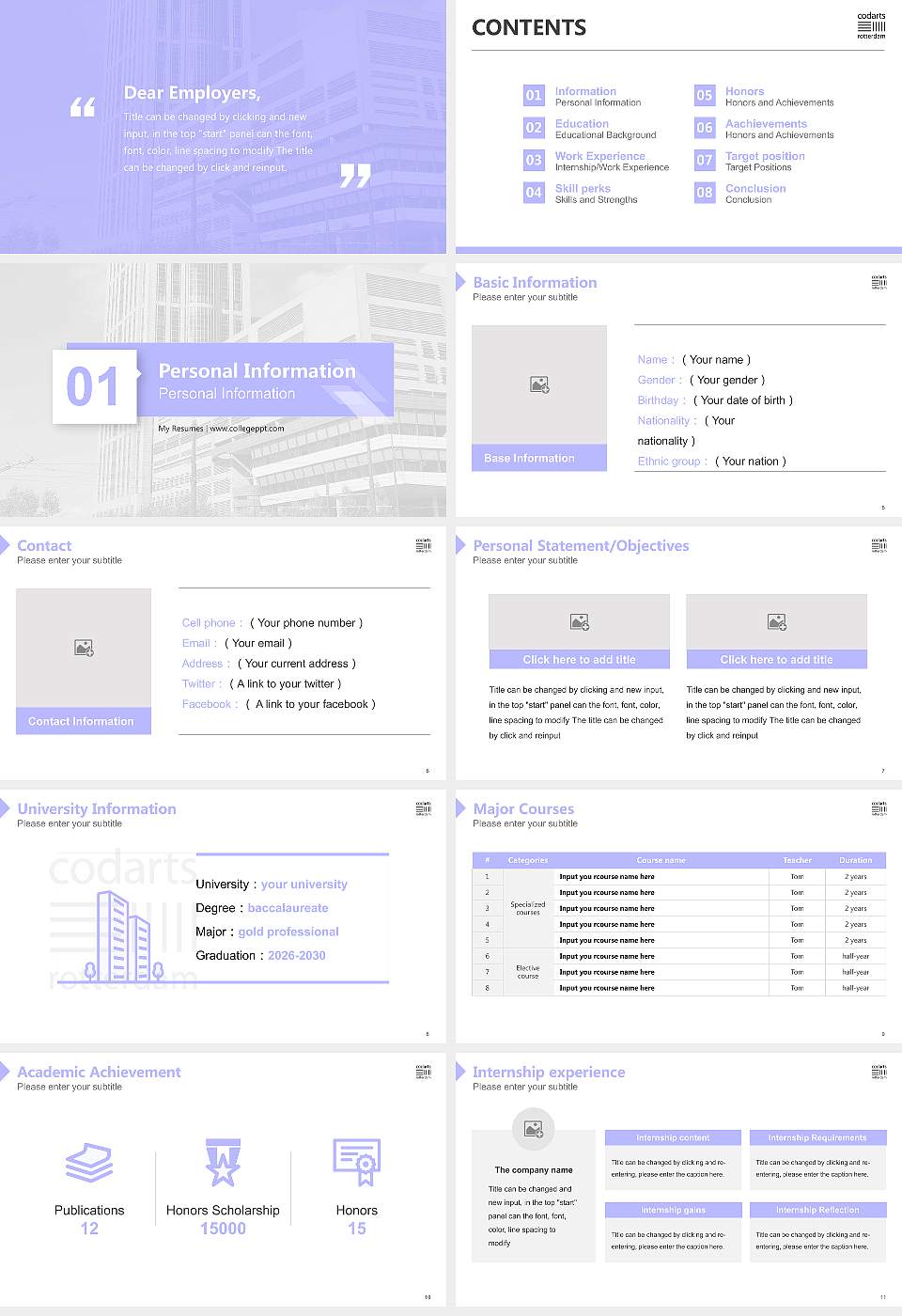 Codarts University for the Arts Resume PPT Template16:9 ratio PPT effect preview image2