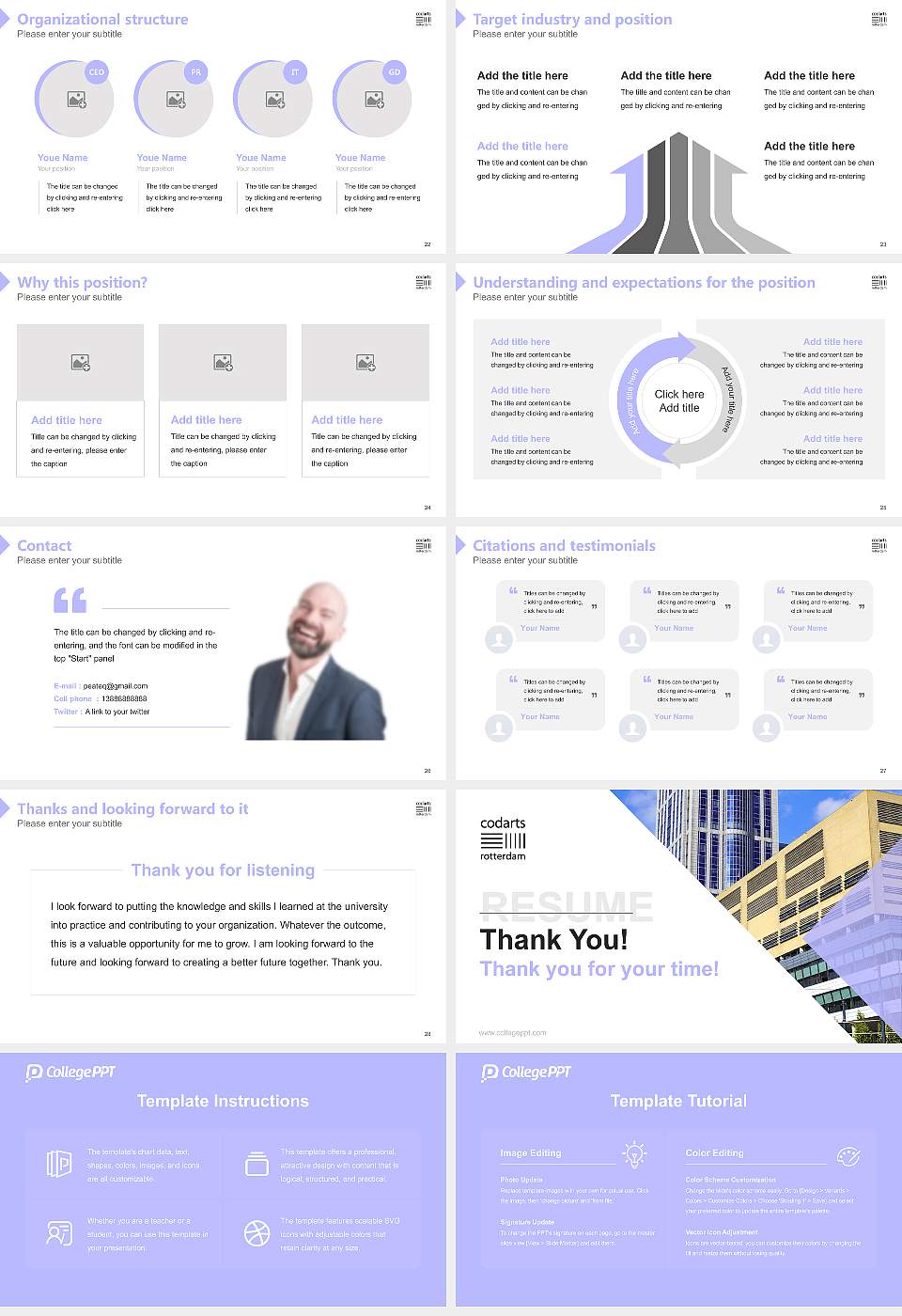 Codarts University for the Arts Resume PPT Template16:9 ratio PPT effect preview image4