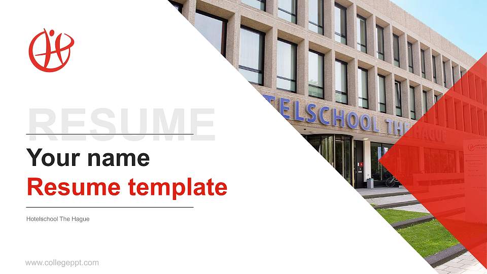 Hotelschool The Hague Resume PPT Template16:9 ratio PPT effect preview image