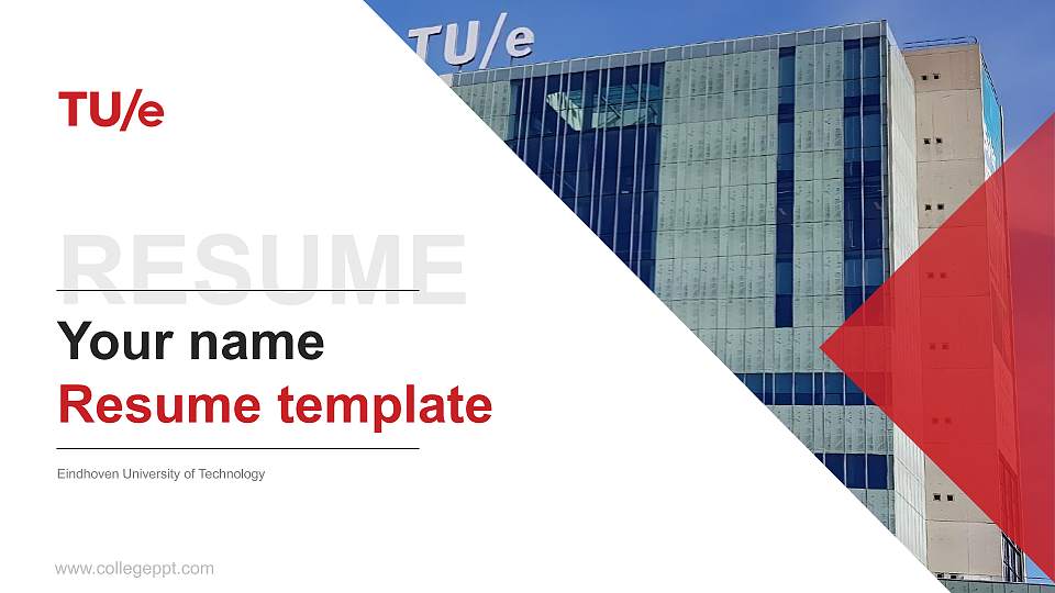 Eindhoven University of Technology Resume PPT Template16:9 ratio PPT effect preview image