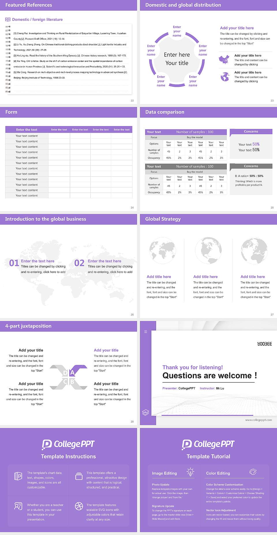 Yoobee College of Creative Innovation Thesis Proposal/Graduation Defense PPT Template4:3 ratio PPT effect preview image4