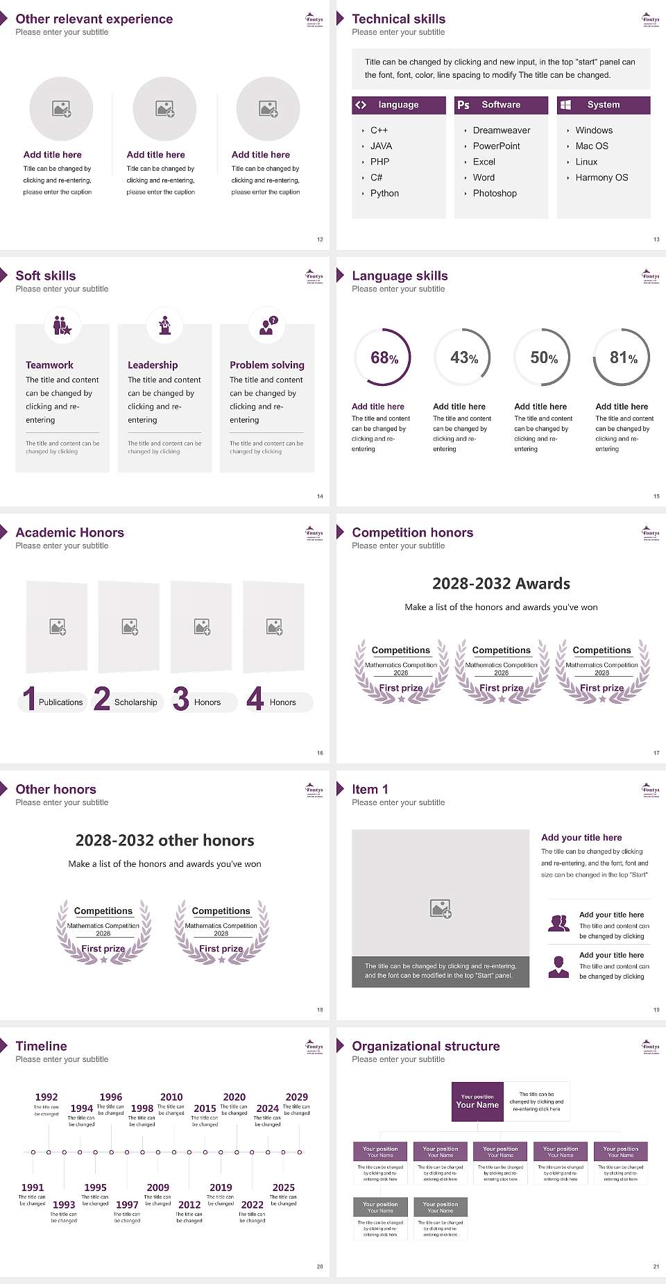 Fontys University of Applied Sciences Resume PPT Template4:3 ratio PPT effect preview image3