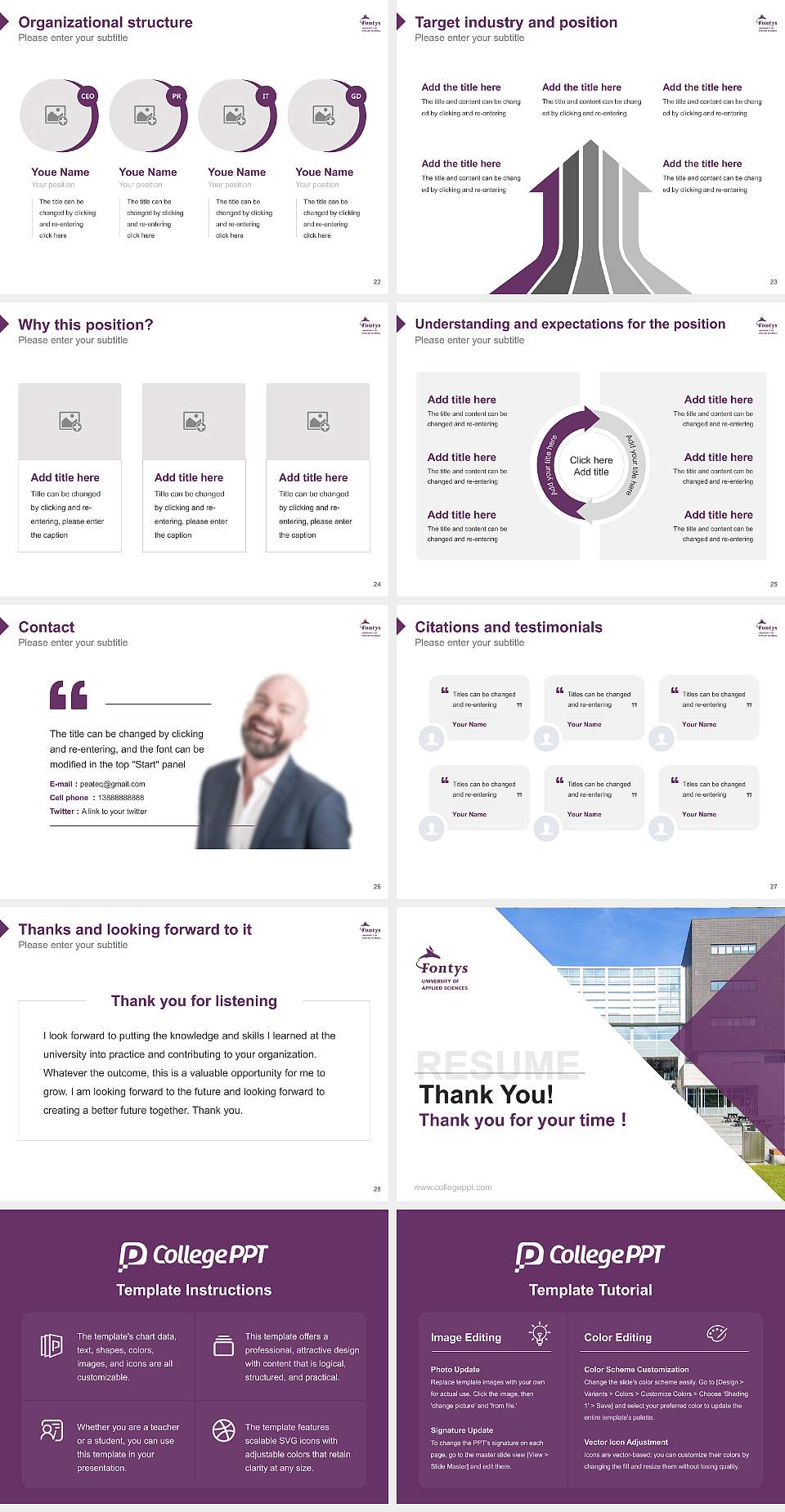 Fontys University of Applied Sciences Resume PPT Template4:3 ratio PPT effect preview image4