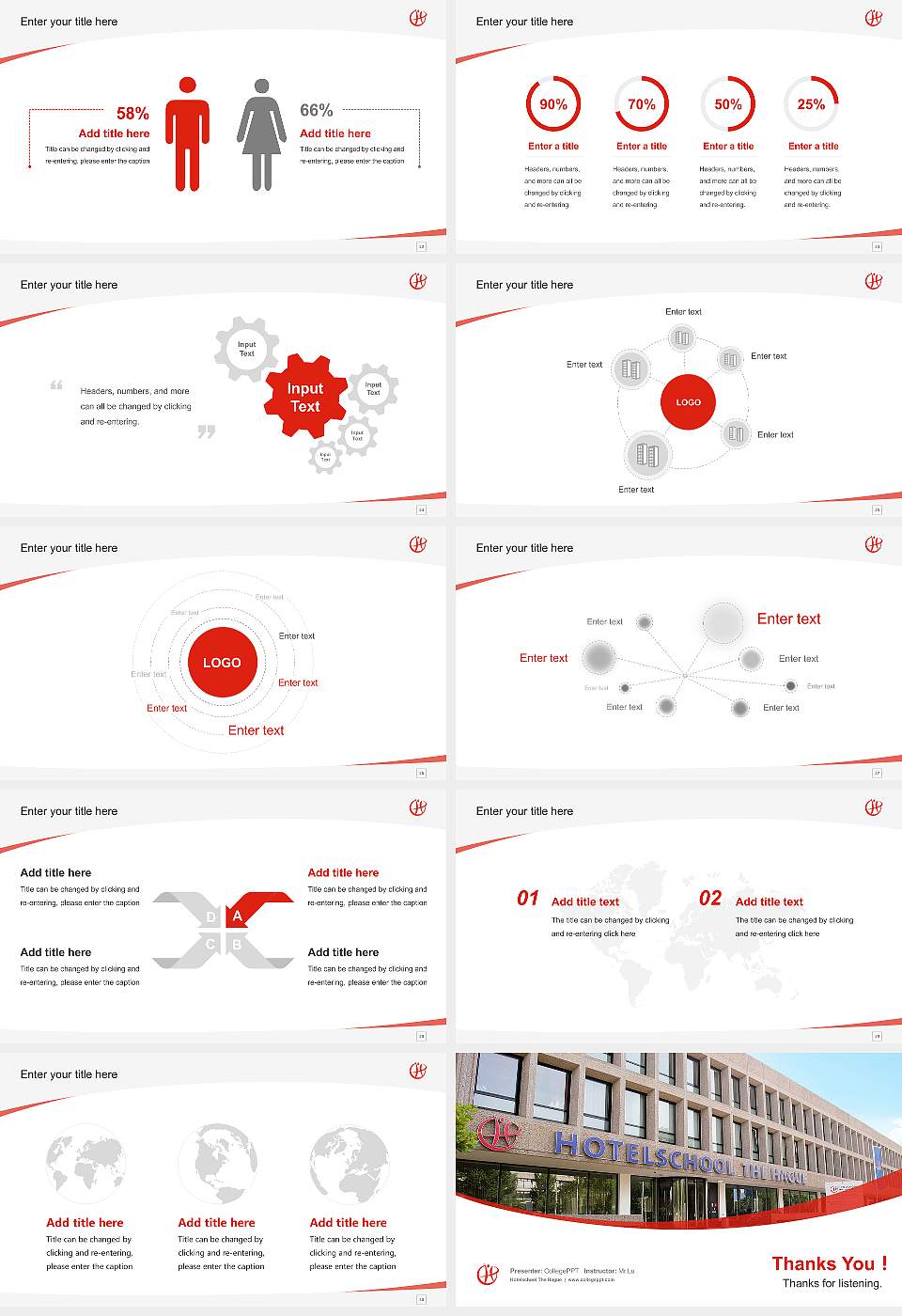 Hotelschool The Hague Course/Courseware Creation PPT Template16:9 ratio PPT effect preview image4