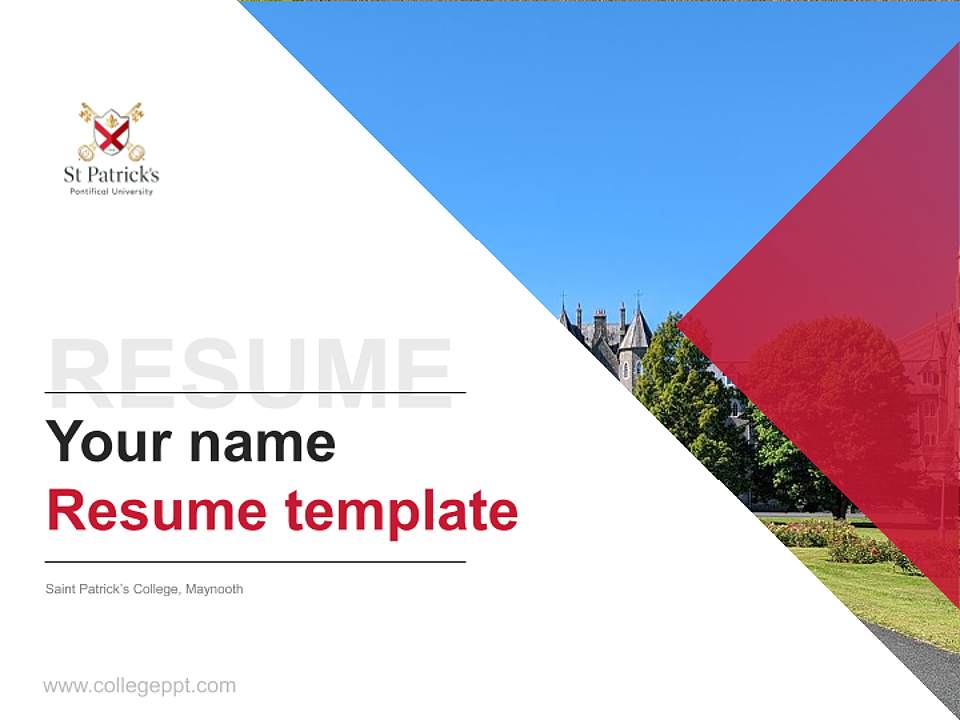 Saint Patrick’s College, Maynooth Resume PPT Template4:3 ratio PPT effect preview image5