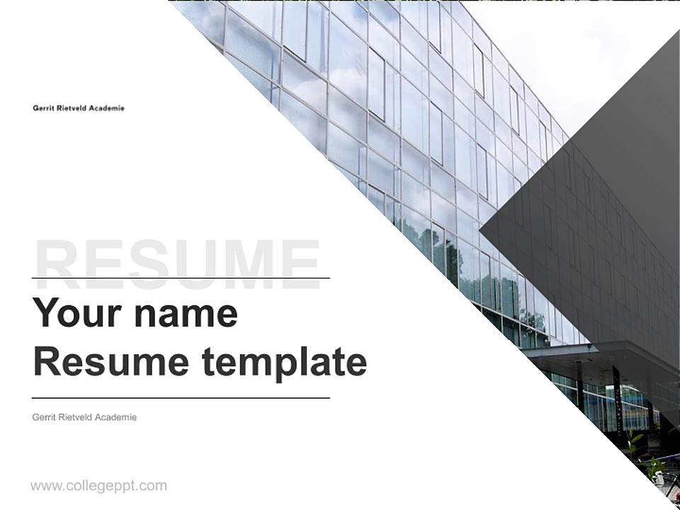 Gerrit Rietveld Academie Resume PPT Template4:3 ratio PPT effect preview image5