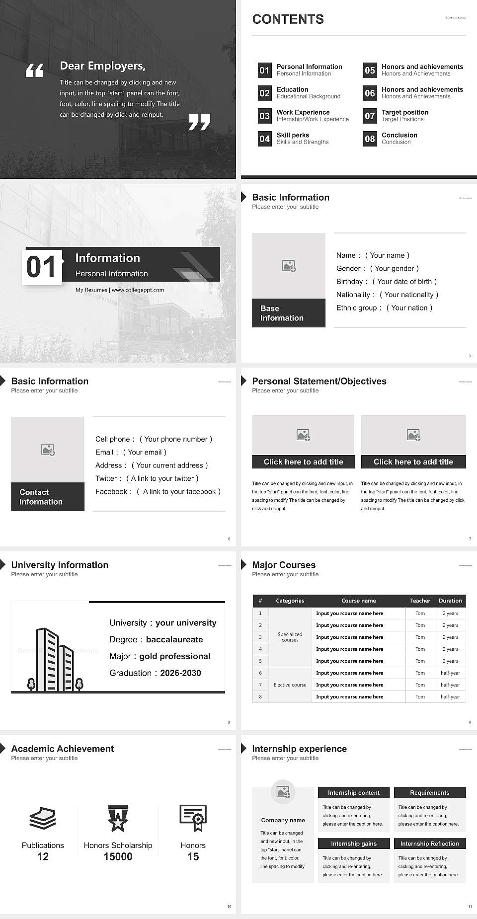 Gerrit Rietveld Academie Resume PPT Template4:3 ratio PPT effect preview image2