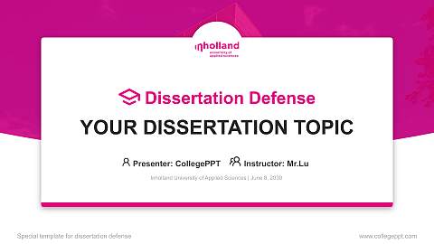 Inholland University of Applied Sciences Graduation Thesis Defense PPT Template