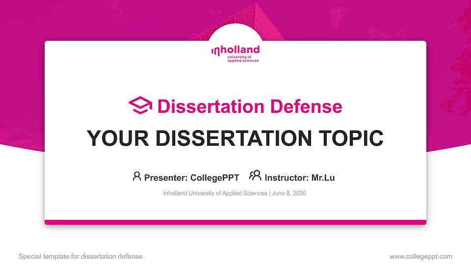 Inholland University of Applied Sciences Graduation Thesis Defense PPT Template16:9 ratio PPT effect preview image