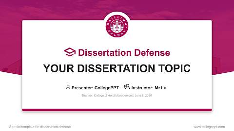Shannon College of Hotel Management Graduation Thesis Defense PPT Template