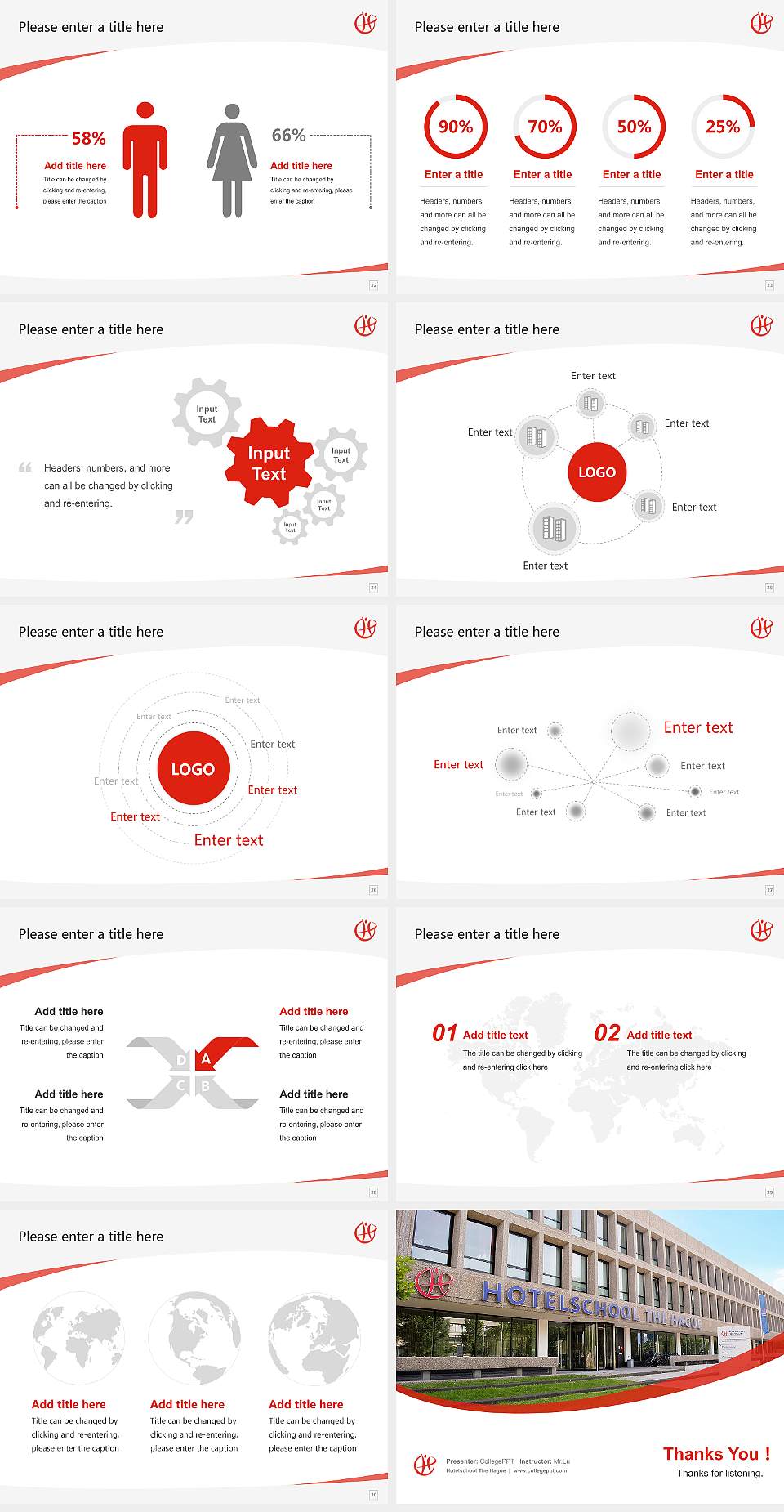 Hotelschool The Hague Course/Courseware Creation PPT Template4:3 ratio PPT effect preview image4