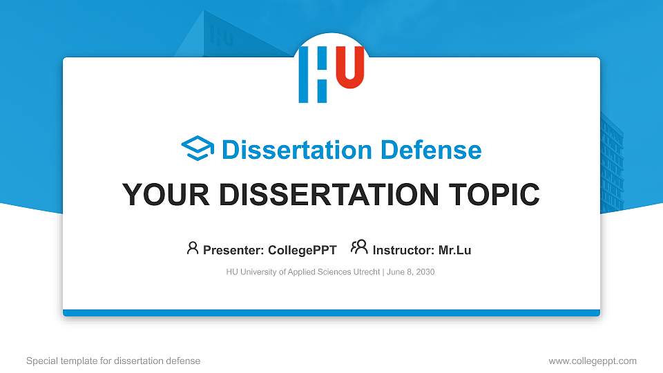 HU University of Applied Sciences Utrecht Graduation Thesis Defense PPT Template16:9 ratio PPT effect preview image