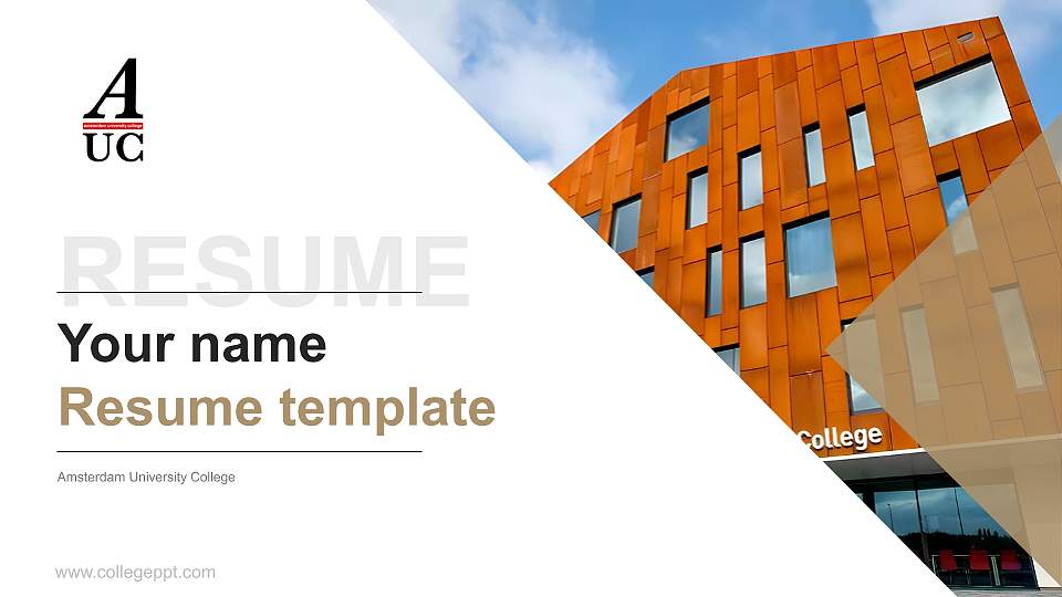 Amsterdam University College Resume PPT Template16:9 ratio PPT effect preview image