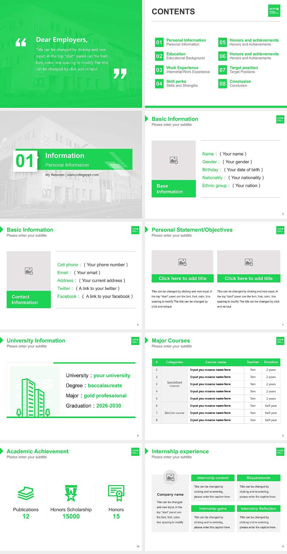 HAS University of Applied Sciences Resume PPT Template4:3 ratio PPT effect preview image2