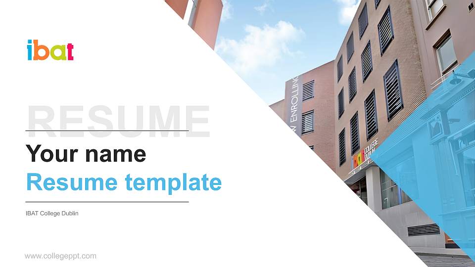 IBAT College Dublin Resume PPT Template16:9 ratio PPT effect preview image