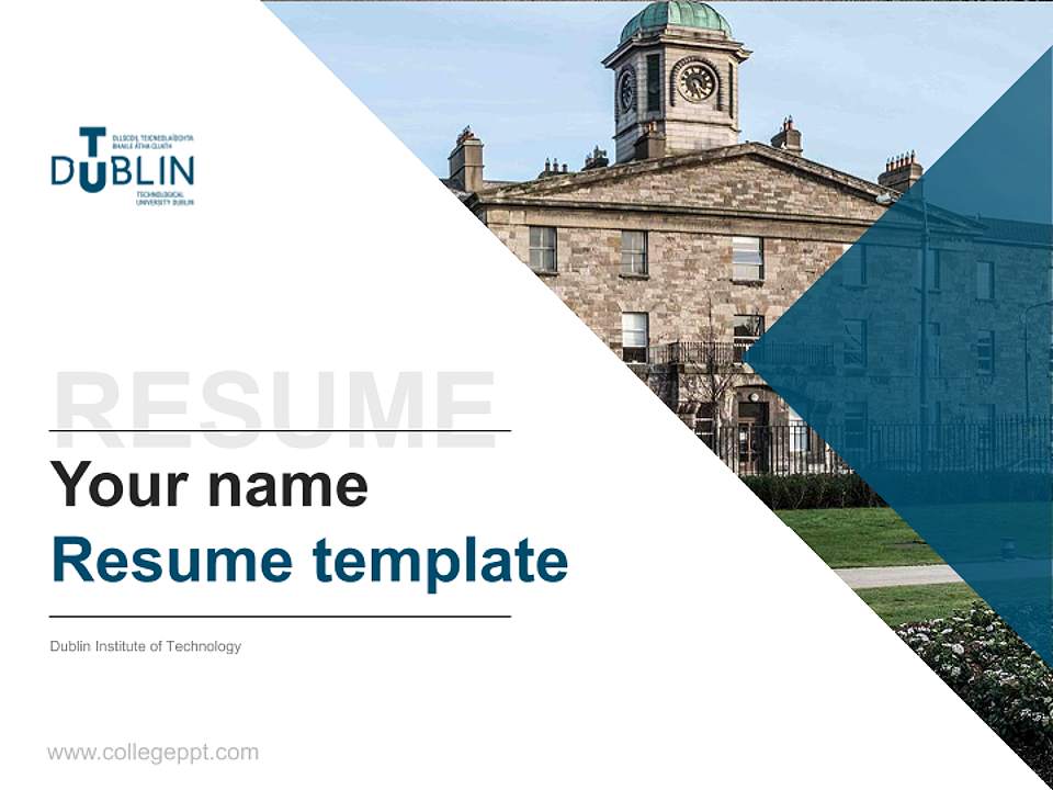 Dublin Institute of Technology Resume PPT Template4:3 ratio PPT effect preview image5