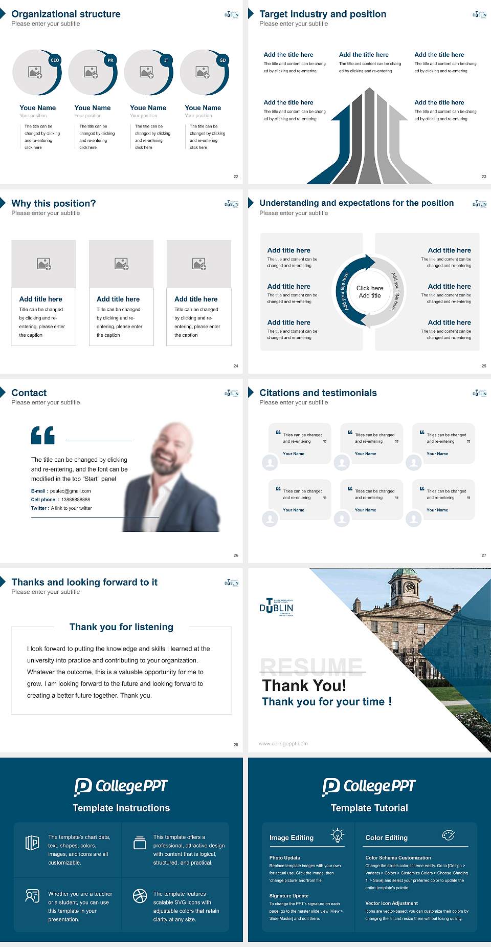 Dublin Institute of Technology Resume PPT Template4:3 ratio PPT effect preview image4