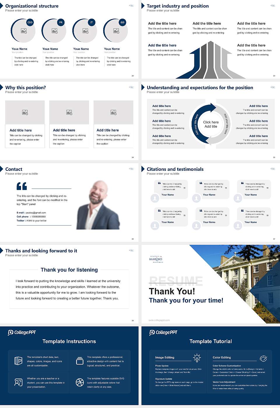 Marino Institute of Education Resume PPT Template16:9 ratio PPT effect preview image4