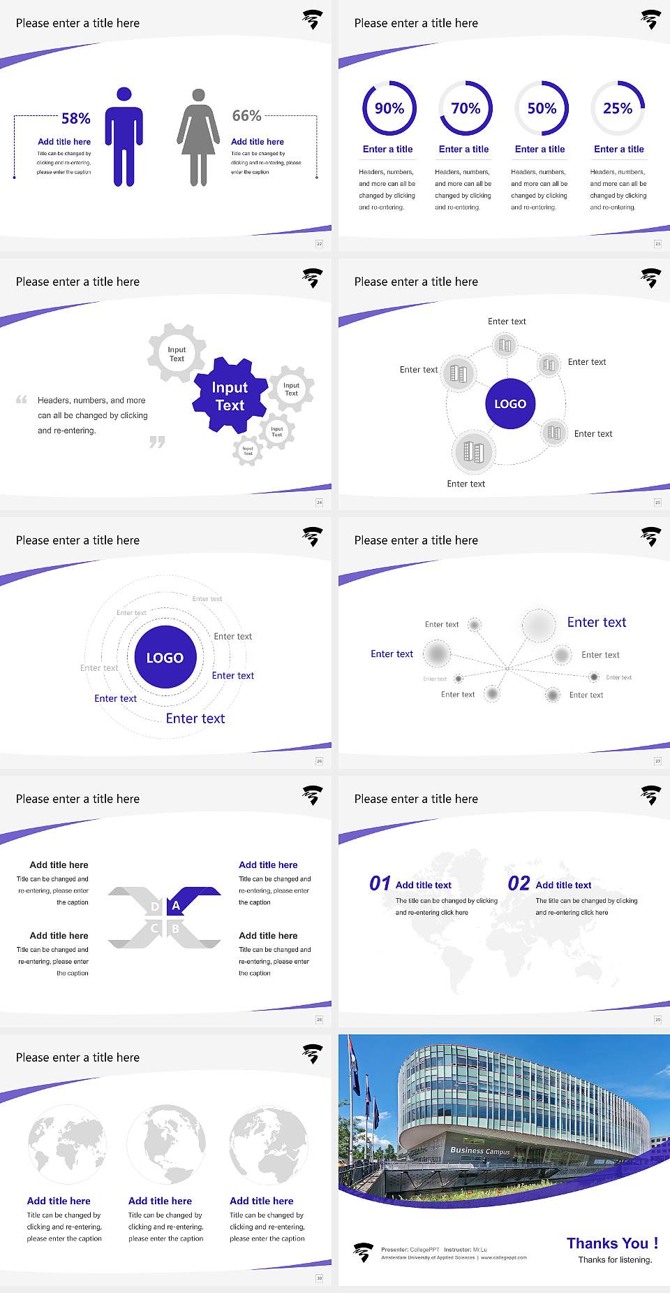Amsterdam University of Applied Sciences Course/Courseware Creation PPT Template4:3 ratio PPT effect preview image4