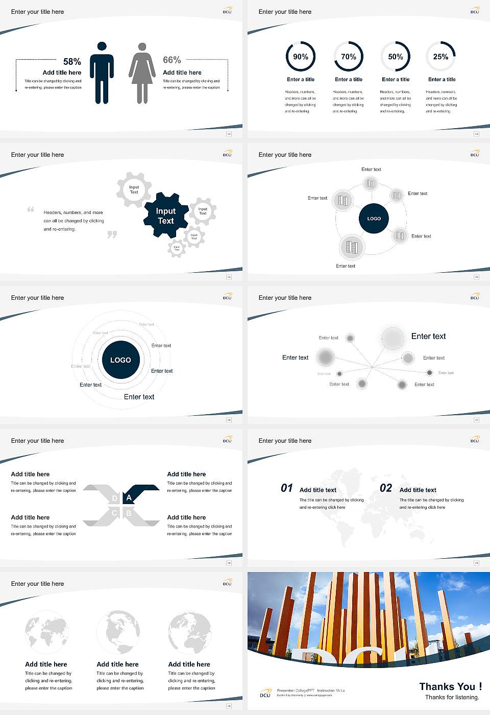 Dublin City University Course/Courseware Creation PPT Template16:9 ratio PPT effect preview image4