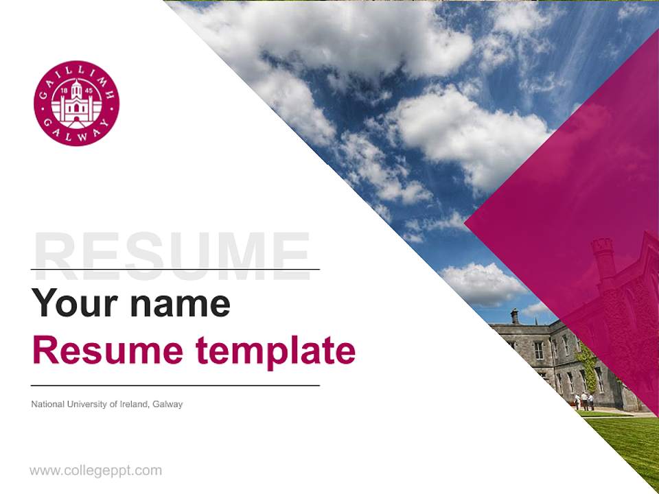 National University of Ireland, Galway Resume PPT Template4:3 ratio PPT effect preview image5