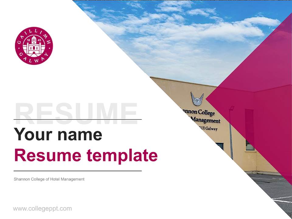 Shannon College of Hotel Management Resume PPT Template4:3 ratio PPT effect preview image5