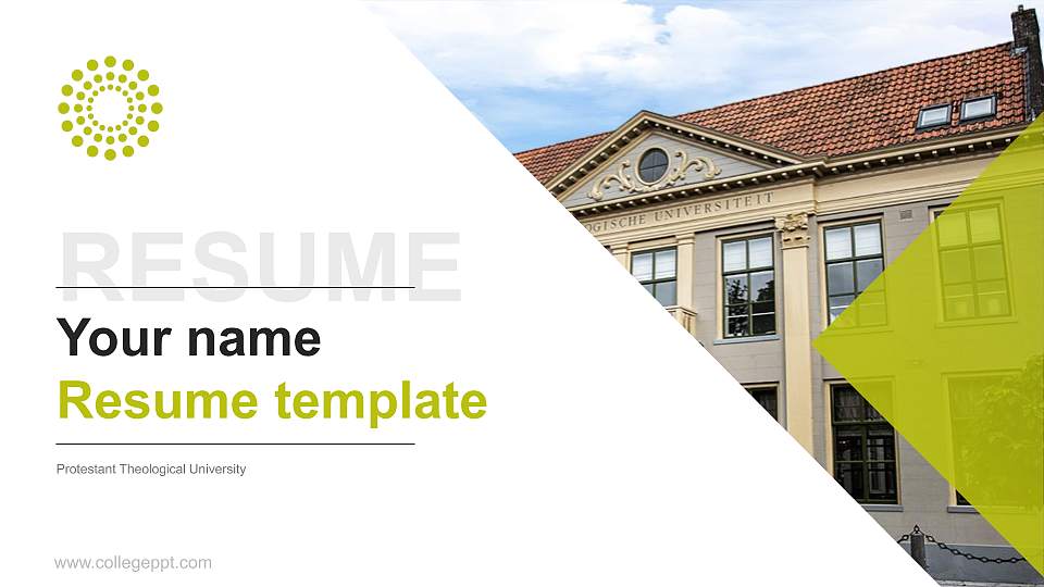 Protestant Theological University Resume PPT Template16:9 ratio PPT effect preview image