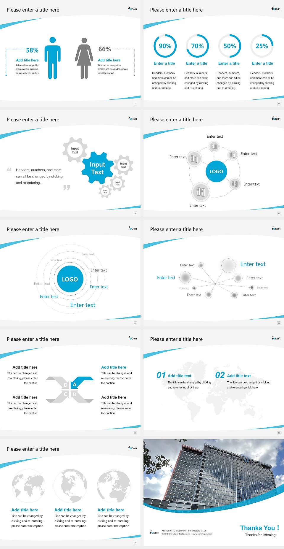 Delft University of Technology Course/Courseware Creation PPT Template4:3 ratio PPT effect preview image4