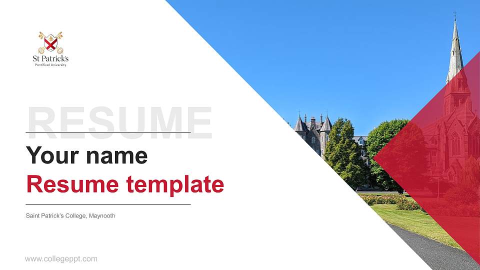 Saint Patrick’s College, Maynooth Resume PPT Template16:9 ratio PPT effect preview image