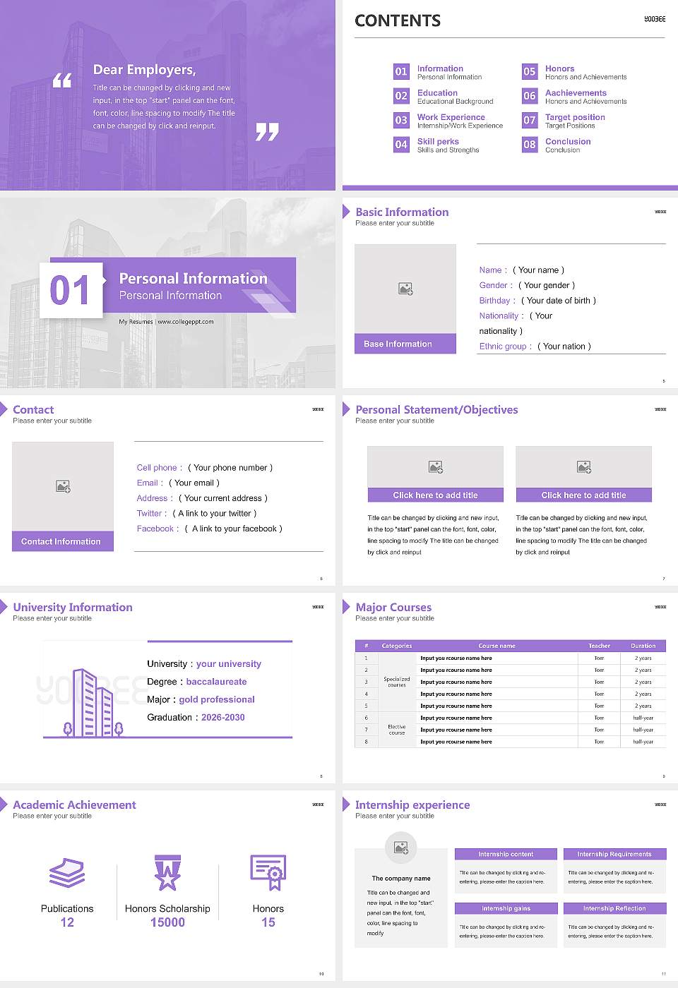 Yoobee College of Creative Innovation Resume PPT Template16:9 ratio PPT effect preview image2