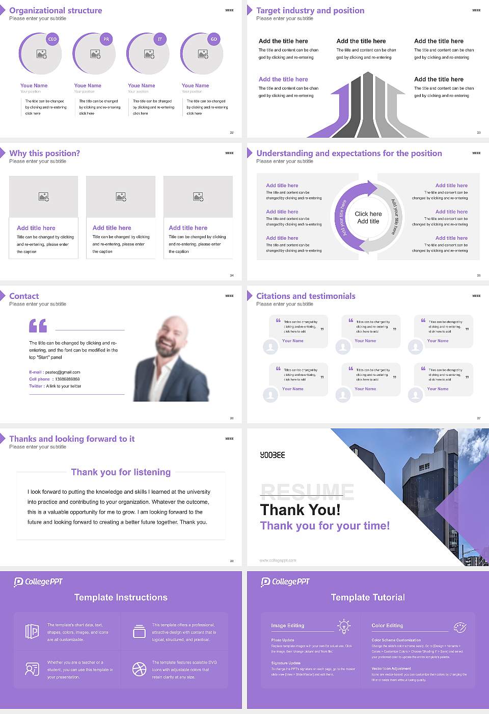 Yoobee College of Creative Innovation Resume PPT Template16:9 ratio PPT effect preview image4