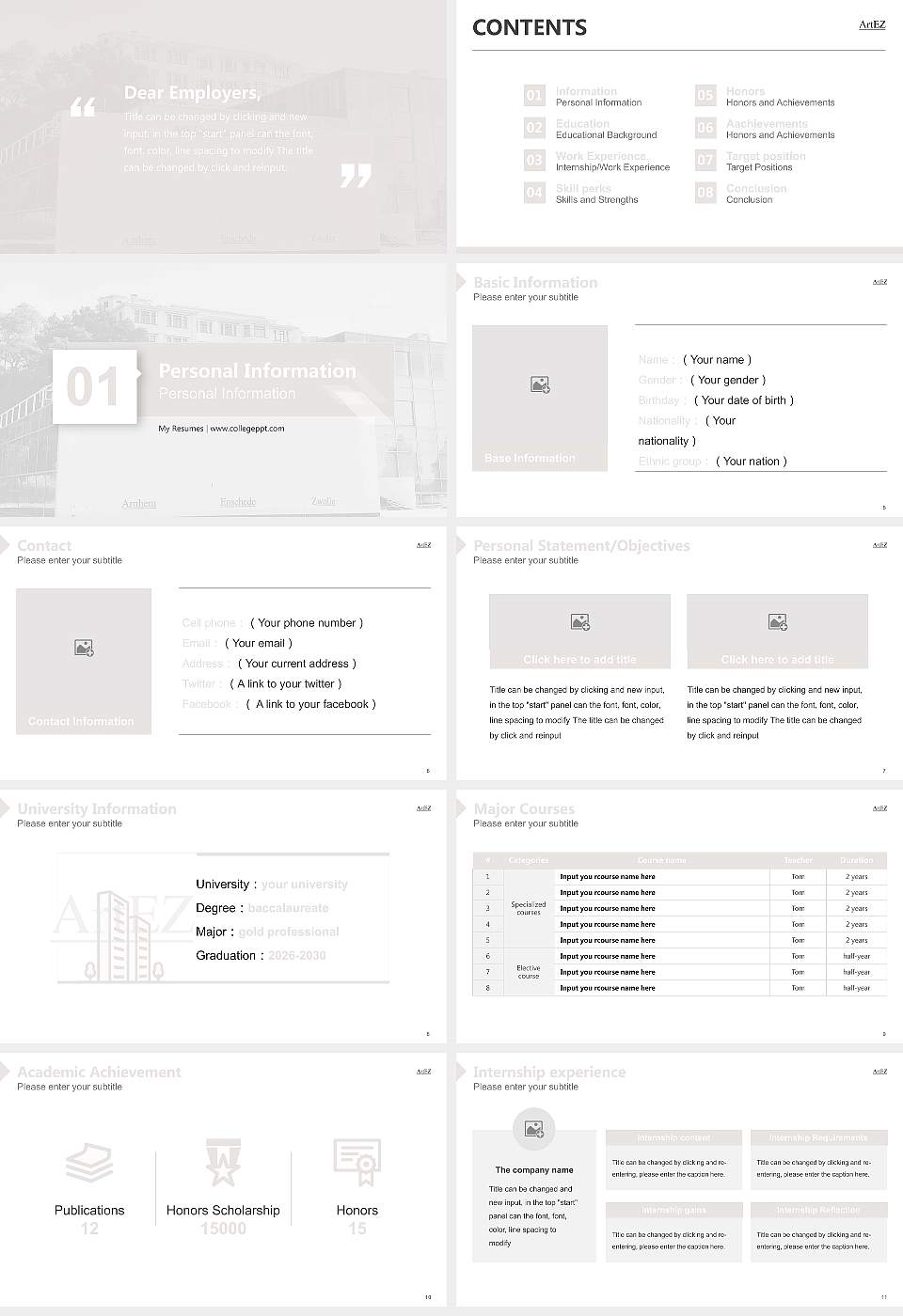 ArtEZ University of the Arts Resume PPT Template16:9 ratio PPT effect preview image2