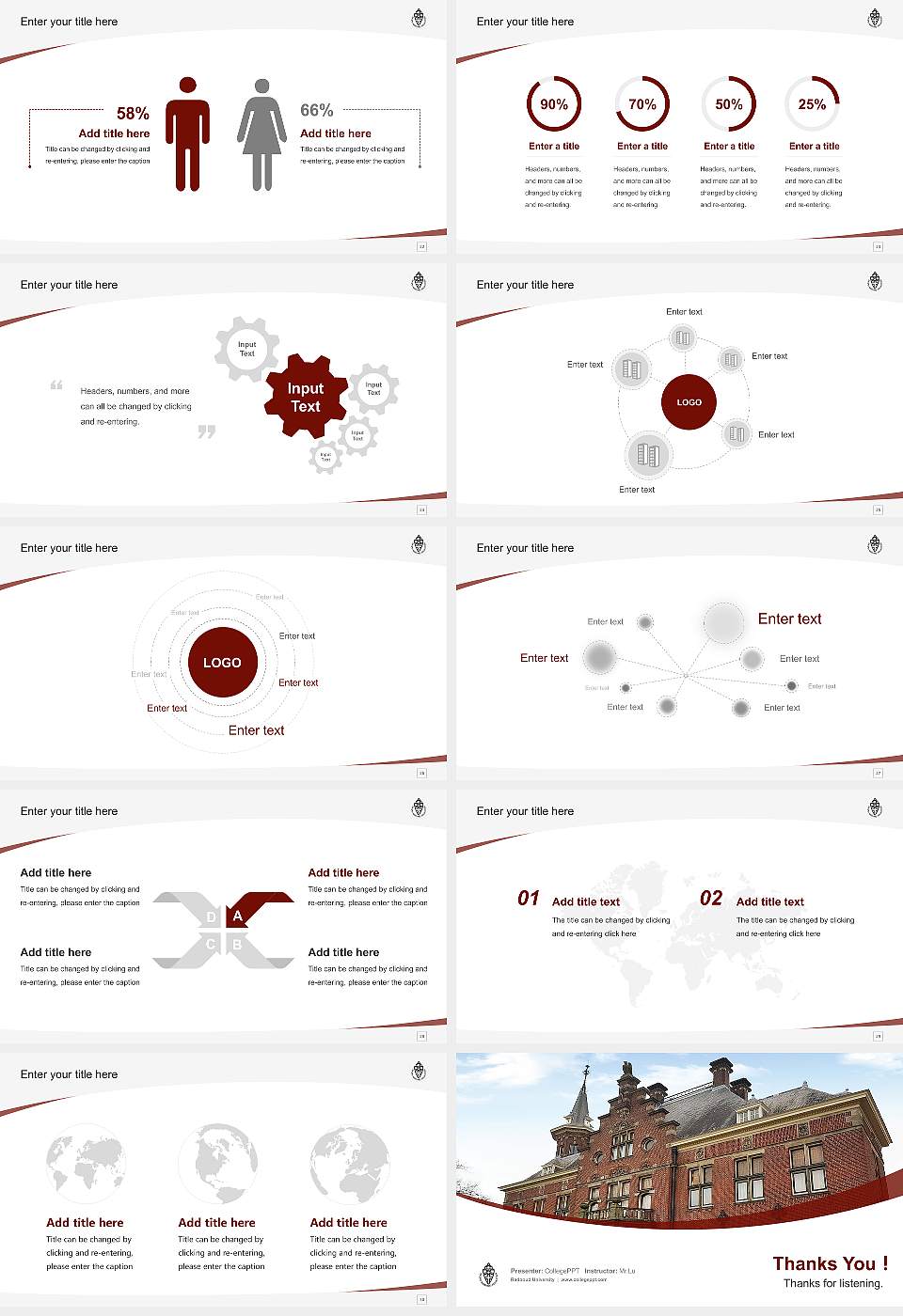 Radboud University Course/Courseware Creation PPT Template16:9 ratio PPT effect preview image4