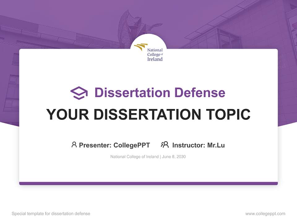 National College of Ireland Graduation Thesis Defense PPT Template4:3 ratio PPT effect preview image7