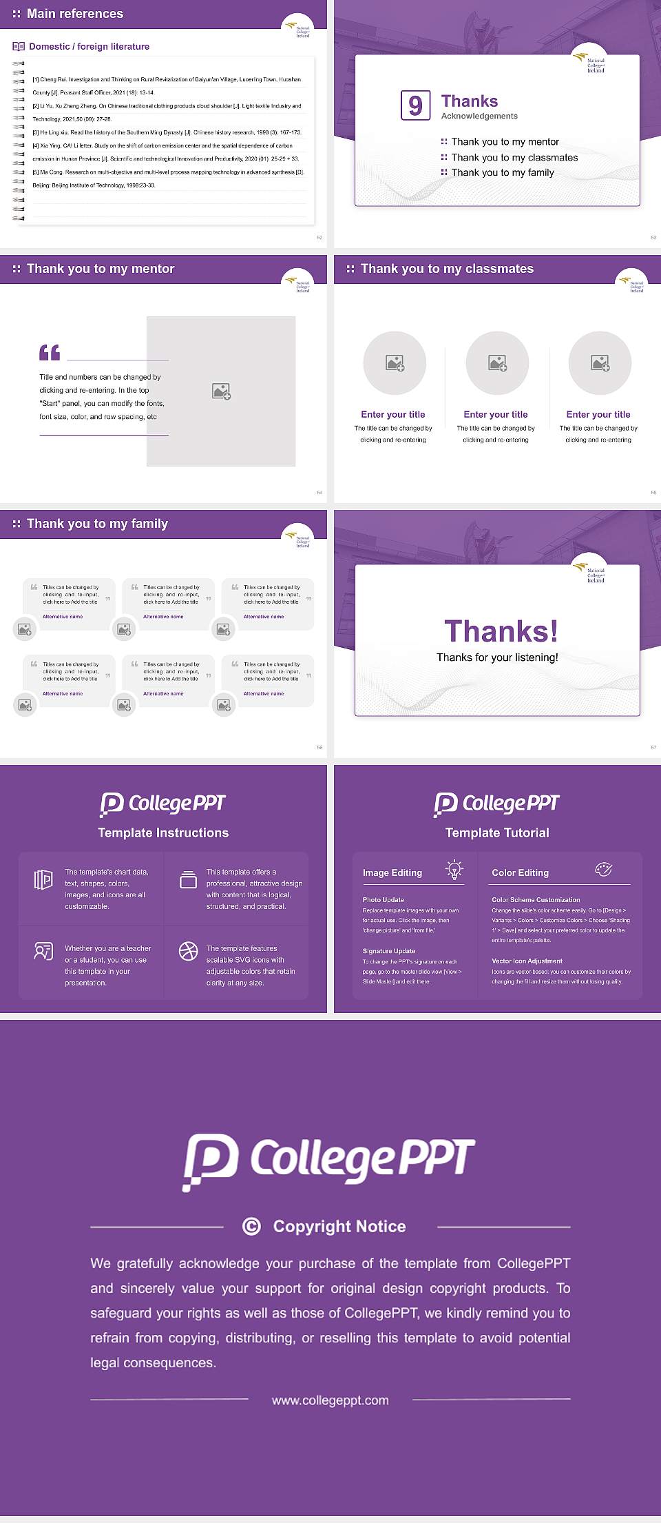 National College of Ireland Graduation Thesis Defense PPT Template4:3 ratio PPT effect preview image7