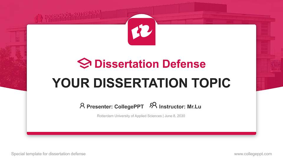 Rotterdam University of Applied Sciences Graduation Thesis Defense PPT Template16:9 ratio PPT effect preview image