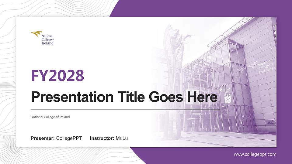 National College of Ireland Academic Presentation/Research Findings Report PPT Template16:9 ratio PPT effect preview image